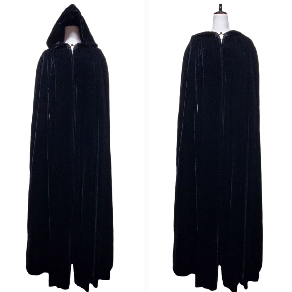 Black Hooded Cloak Opera Role Play Costume Unisex